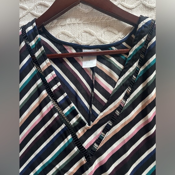 Kona Sol Black with Colorful Stripes Polyester Swim Cover Up Women’s Medium - Picture 10 of 13